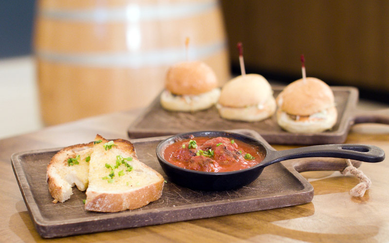 Tuscan Style Meatballs and Trio of Sliders at Blackwood Beer & Wine, Perth Airport
