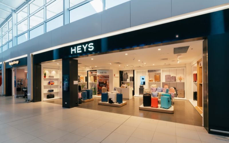 Heys Luggage storefront at Perth Airport T1 International 