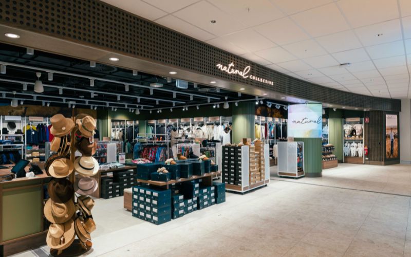 Natural Collective storefront at Perth Airport T1 International