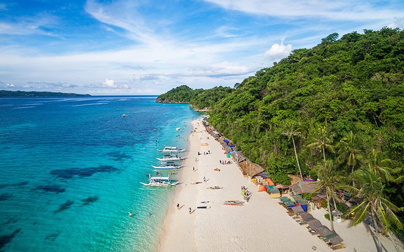 White sand beach on Boracay Island in The Philippines