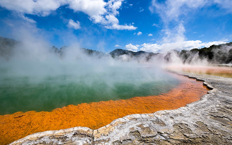 The Champagne Pool at Wai-O-Tapu in Rotorua, New Zealand