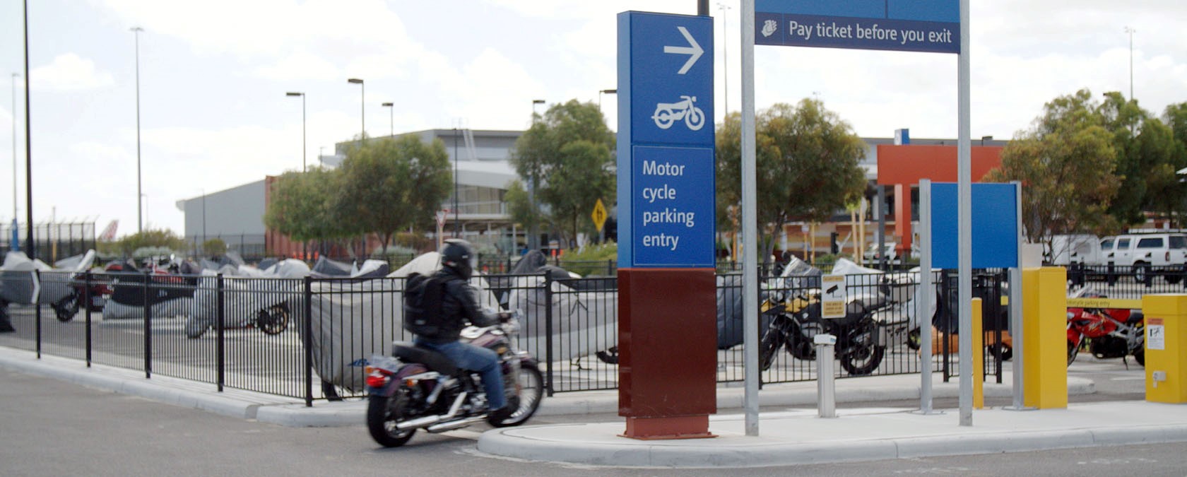 Motorcycle parking at Perth Airport